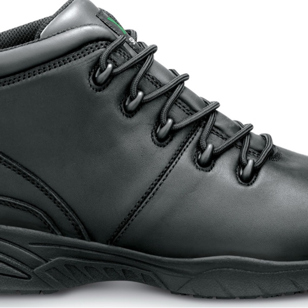 Black Leather Boots with Padded Ankle and Rubber Sole